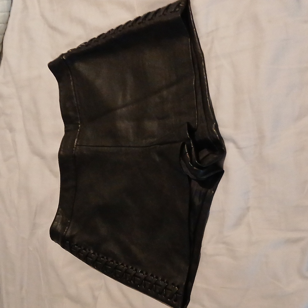 Leather high waisted shorts